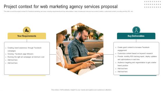 Project Context For Web Marketing Agency Services Proposal Ppt Summary Design Inspiration PDF