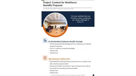 Project Context For Workforce Benefits Proposal One Pager Sample Example Document