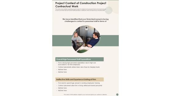 Project Context Of Construction Project Contractual Work Wd One Pager Sample Example Document