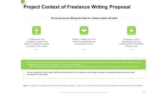 Project Context Of Freelance Writing Proposal Ppt Portfolio Graphics Download PDF