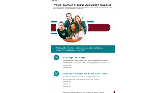 Project Context Of Lease Acquisition Proposal One Pager Sample Example Document