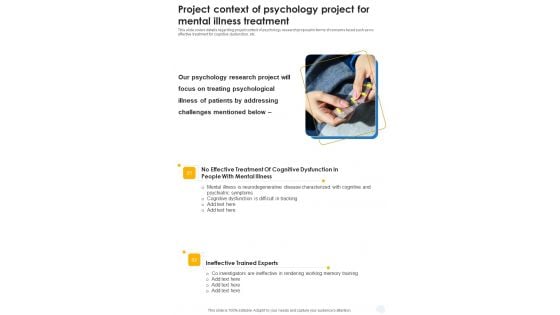 Project Context Of Psychology Project For Mental Illness Treatment One Pager Sample Example Document Project Context Of Psychology Project For Mental Illness Treatment One Pager Sample Example Document