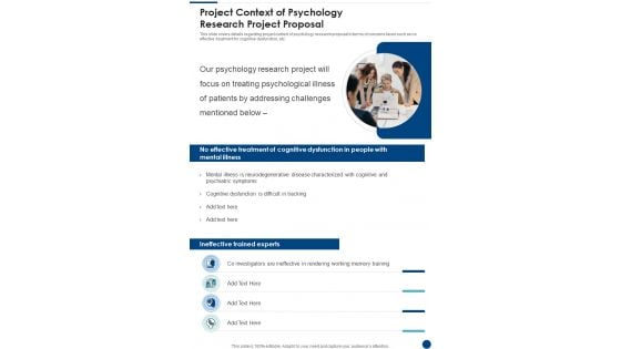 Project Context Of Psychology Research Project Proposal One Pager Sample Example Document Project Context Of Psychology Research Project Proposal One Pager Sample Example Document