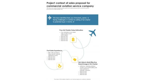 Project Context Of Sales Proposal For Commercial Aviation Service Company One Pager Sample Example Document Project Context Of Sales Proposal For Commercial Aviation Service Company One Pager Sample Example Document