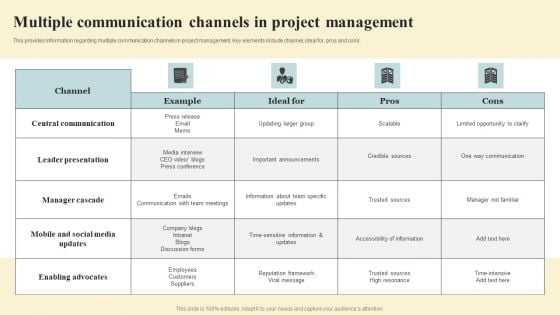 Project Coordination Plan Multiple Communication Channels In Project Management Rules PDF