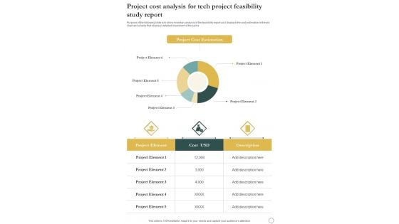 Project Cost Analysis For Tech Project Feasibility Study Report One Pager Sample Example Document