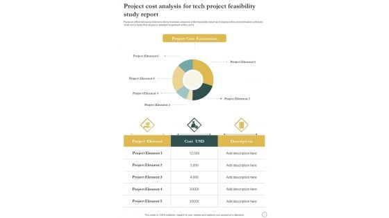 Project Cost Analysis For Tech Project Feasibility Study Report One Pager Sample Example Document Project Cost Analysis For Tech Project Feasibility Study Report One Pager Sample Example Document