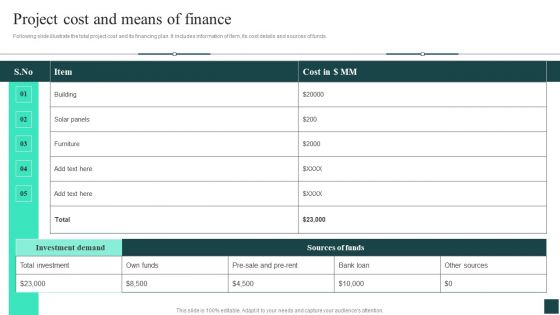 Project Cost And Means Of Finance Credibility Assessment Summary For Construction Project Guidelines PDF Project Cost And Means Of Finance Credibility Assessment Summary For Construction Project Guidelines PDF