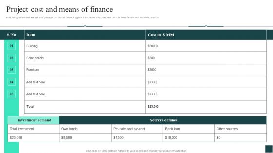 Project Cost And Means Of Finance Credibility Assessment Summary For Construction Project Guidelines PDF