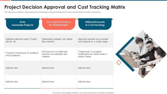 Project Decision Approval And Cost Tracking Matrix Topics PDF