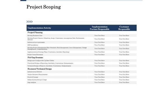 Project Deliverables Administration Outline Project Scoping Ppt Icon Gridlines PDF