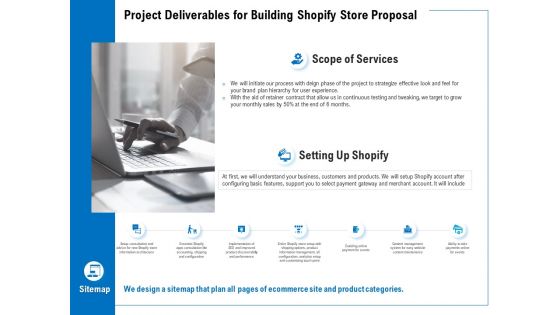 Project Deliverables For Building Shopify Store Proposal Ppt PowerPoint Presentation Professional Layout