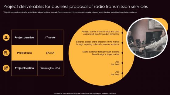 Project Deliverables For Business Proposal Of Radio Transmission Services Themes PDF