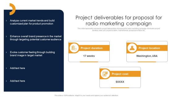 Project Deliverables For Proposal For Radio Marketing Campaign Ppt Gallery Styles PDF
