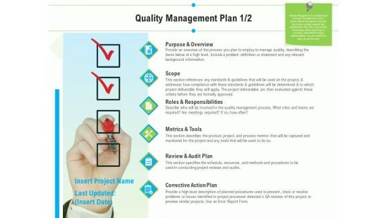 Project Deliverables Outline Quality Management Plan Audit Ppt Professional Inspiration PDF