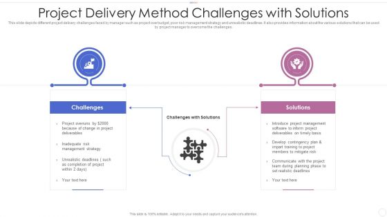 Project Delivery Method Challenges With Solutions Brochure PDF