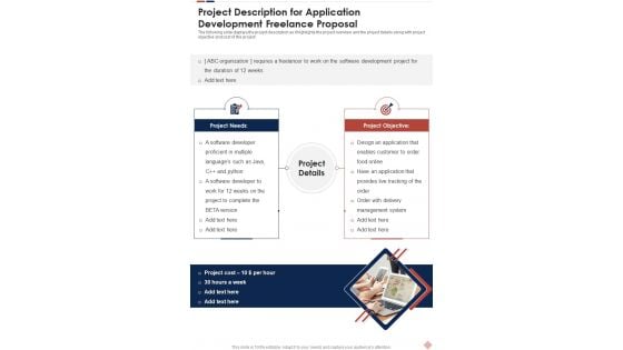 Project Description For Application Development Freelance Proposal One Pager Sample Example Document