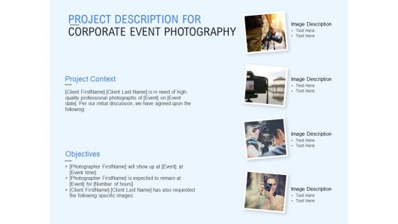 Project Description For Corporate Event Photography Ppt PowerPoint Presentation File Files