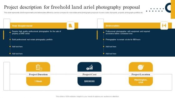 Project Description For Freehold Land Ariel Photography Proposal Inspiration PDF Project Description For Freehold Land Ariel Photography Proposal Inspiration PDF