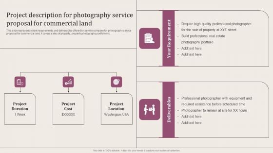 Project Description For Photography Service Proposal For Commercial Land Introduction PDF Project Description For Photography Service Proposal For Commercial Land Introduction PDF