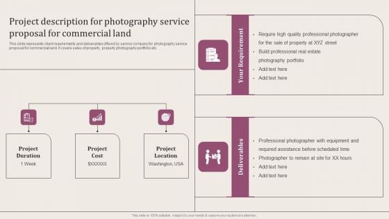 Project Description For Photography Service Proposal For Commercial Land Introduction PDF