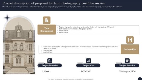 Project Description Of Proposal For Land Photography Portfolio Service Inspiration PDF