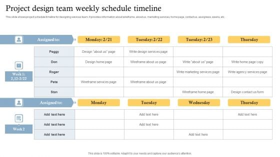 Project Design Team Weekly Schedule Timeline Rules PDF