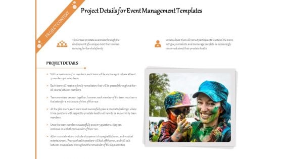 Project Details For Event Management Templates Ppt PowerPoint Presentation File Visuals PDF