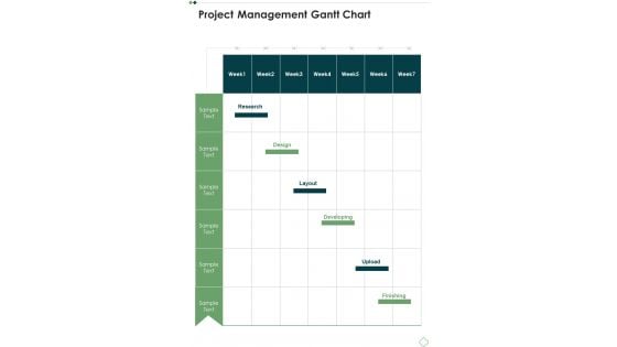 Project Development Planning Template Project Management Gantt Chart One Pager Sample Example Document