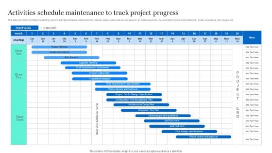 Project Excellence Playbook For Executives Activities Schedule Maintenance To Track Project Progress Pictures PDF