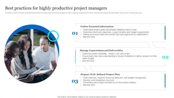 Project Excellence Playbook For Executives Best Practices For Highly Productive Project Managers Designs PDF