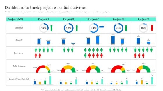 Project Excellence Playbook For Executives Dashboard To Track Project Essential Activities Clipart PDF