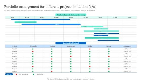 Project Excellence Playbook For Executives Portfolio Management For Different Projects Initiation Sample PDF