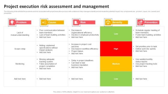 Project Execution Risk Assessment And Management Formats PDF
