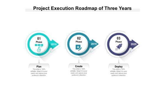 Project Execution Roadmap Of Three Years Ppt PowerPoint Presentation Portfolio Show PDF