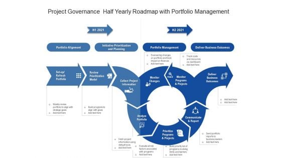 Project Governance Half Yearly Roadmap With Portfolio Management Clipart