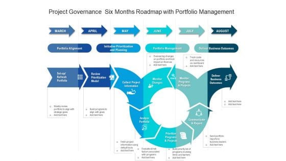 Project Governance Six Months Roadmap With Portfolio Management Brochure