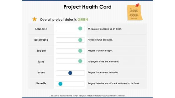 Project Health Card Business Ppt PowerPoint Presentation File Themes