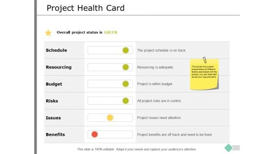 Project Health Card Ppt PowerPoint Presentation Infographic Template Aids