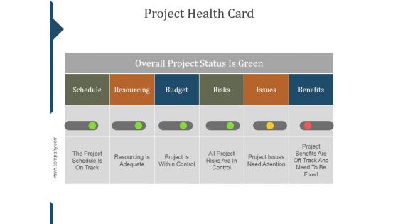 Project Health Card Ppt PowerPoint Presentation Slide Download