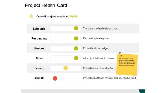 Project Health Card Resourcing Ppt PowerPoint Presentation Infographics Deck