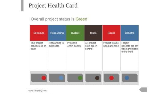 Project Health Card Template 1 Ppt PowerPoint Presentation Diagrams