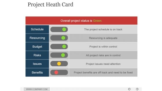 Project Heath Card Ppt PowerPoint Presentation Visuals