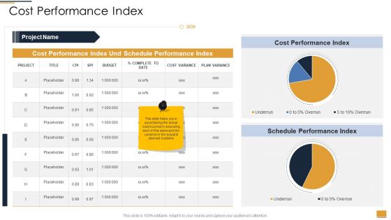 Project Ideation And Administration Cost Performance Index Ppt Portfolio Guidelines PDF