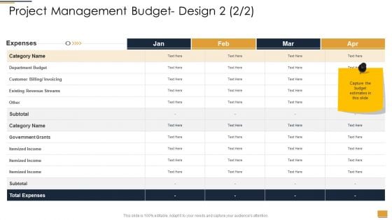 Project Ideation And Administration Project Management Budget Design Feb Summary PDF