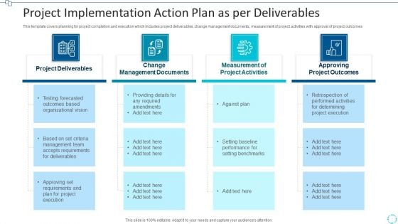 Project Implementation Action Plan As Per Deliverables Sample PDF