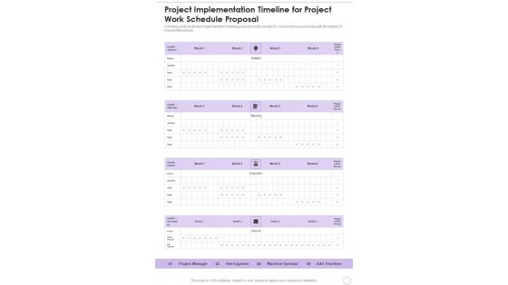 Project Implementation Timeline For Project Work Schedule Proposal One Pager Sample Example Document Project Implementation Timeline For Project Work Schedule Proposal One Pager Sample Example Document
