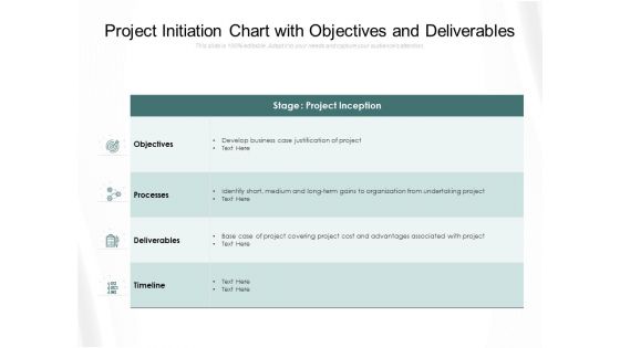 Project Initiation Chart With Objectives And Deliverables Ppt PowerPoint Presentation Summary Mockup PDF Project Initiation Chart With Objectives And Deliverables Ppt PowerPoint Presentation Summary Mockup PDF