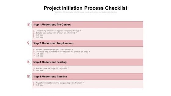 Project Initiation Process Checklist Ppt PowerPoint Presentation Ideas File Formats PDF