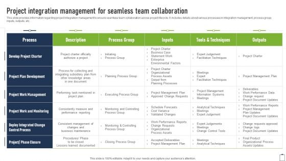 Project Integration Management For Seamless Team Project Managers Playbook Download PDF